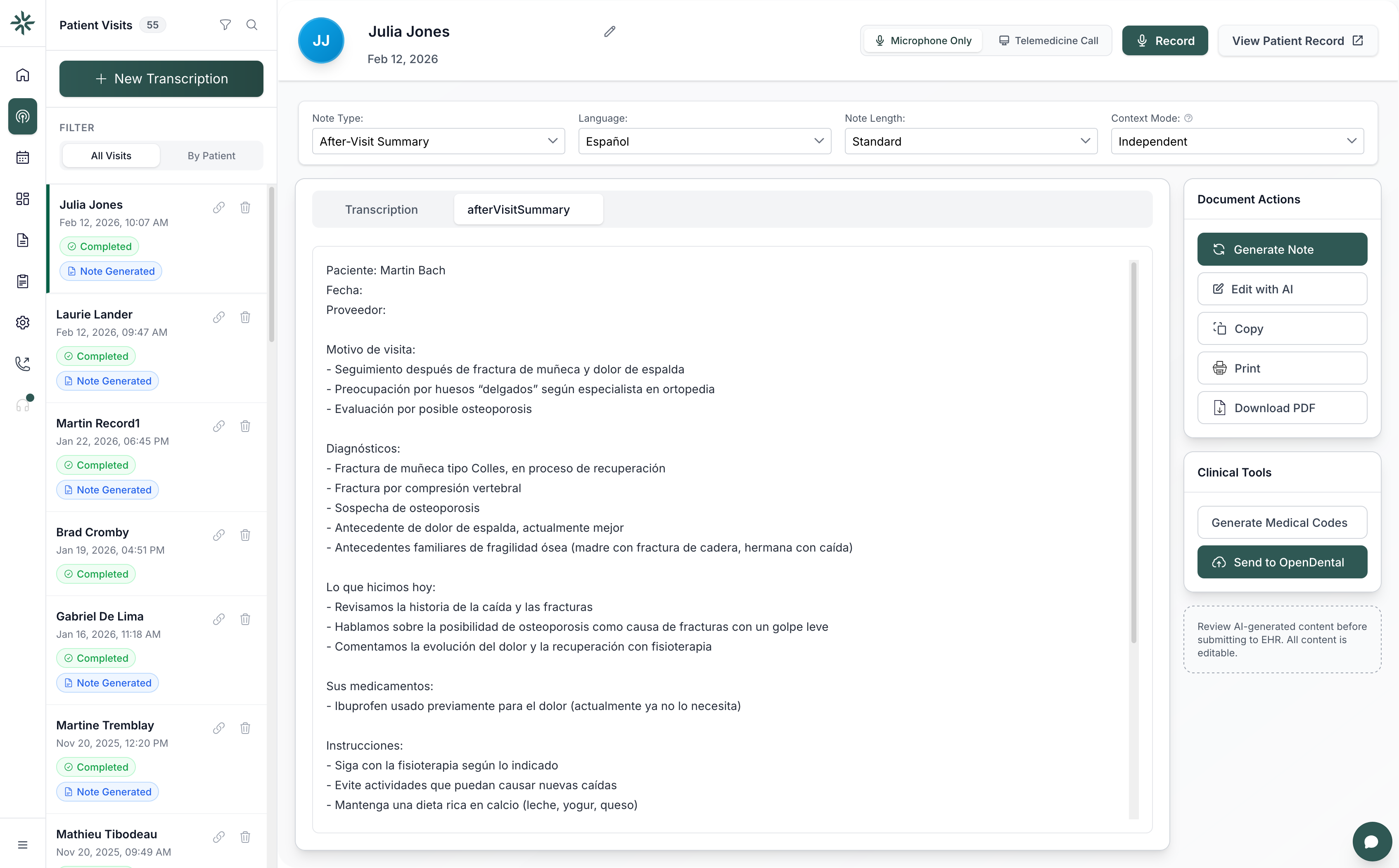 Multilingual note generation across languages